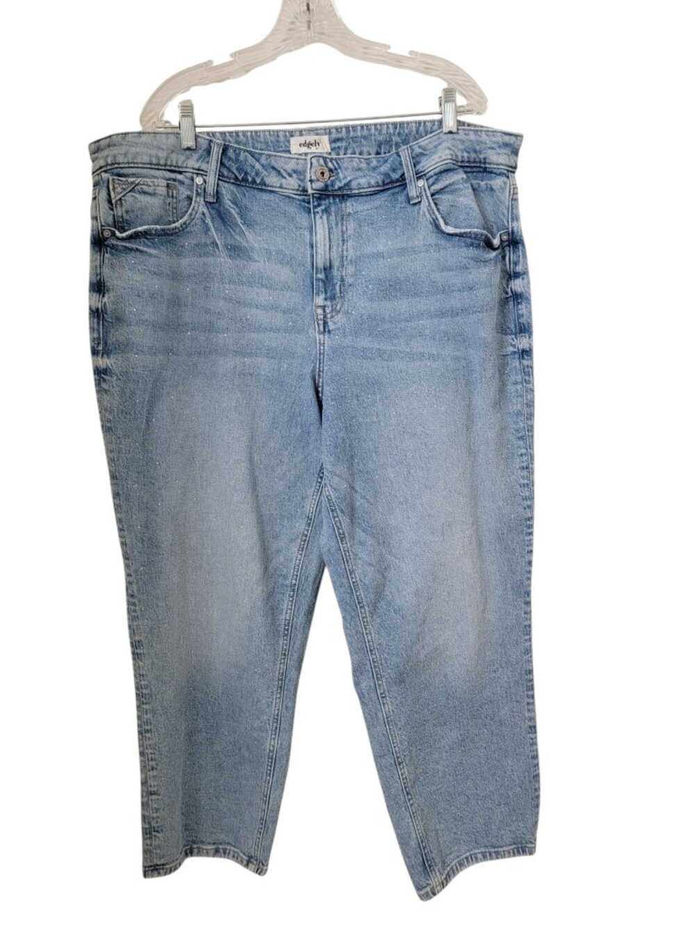 Edgely Size 20W Slim Straight Ankle High Rise Rhinestone Sparkle Jeans
